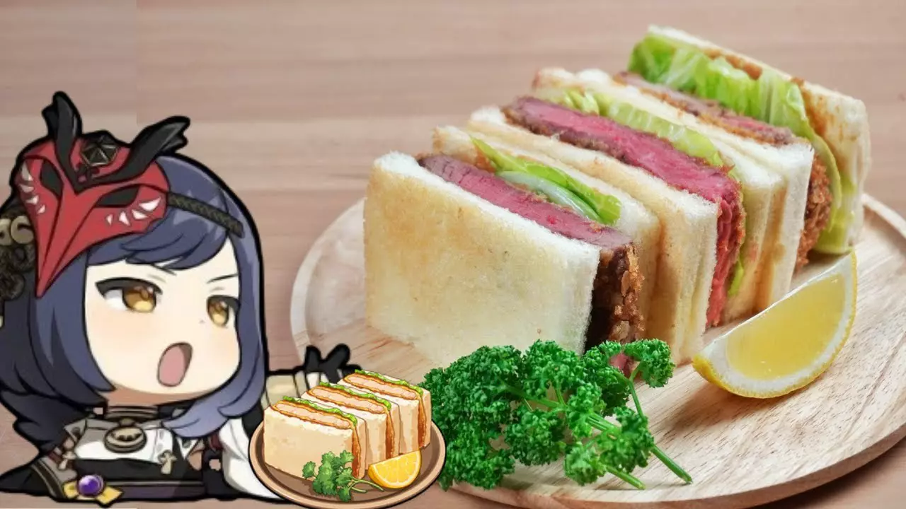 Thumbnail for Genshin Impact: Kujou Sara loves "Katsu Sandwich." Yummy & convenient / 原神料理 九条裟羅も大好き「カツサンド」再現