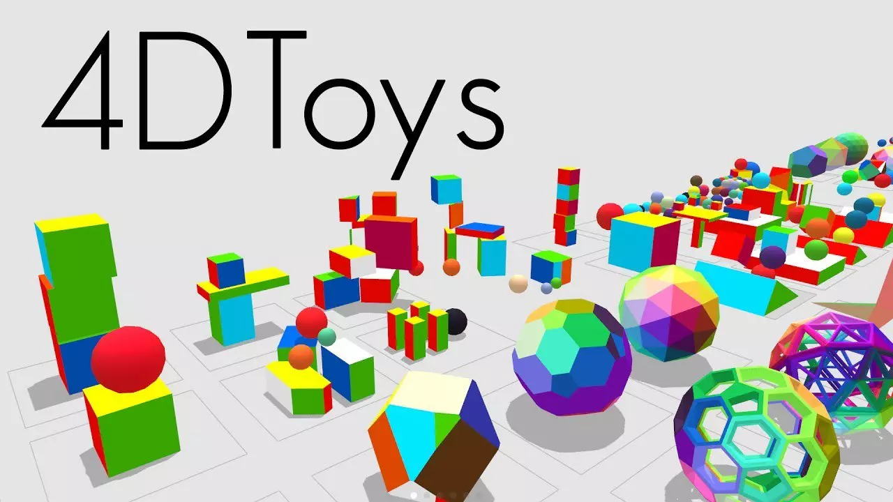 Thumbnail for 4D Toys: a box of four-dimensional toys, and how objects bounce and roll in 4D