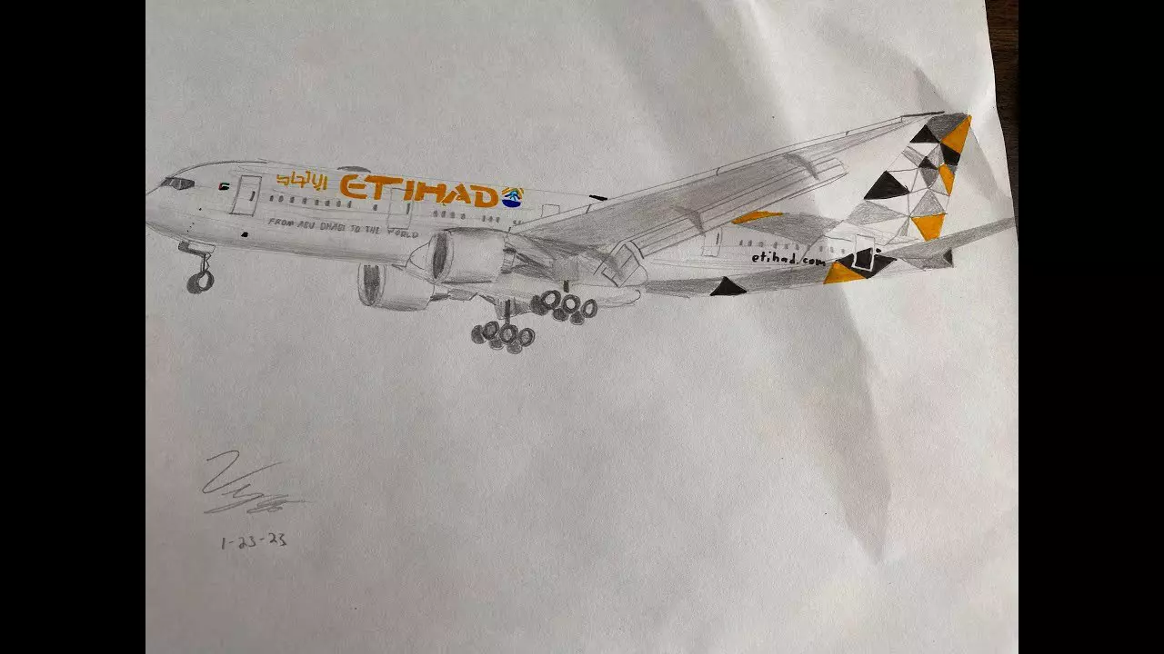Etihad Airways 777 | Timelapse Drawing (COLLAB WITH @Aviation_624)