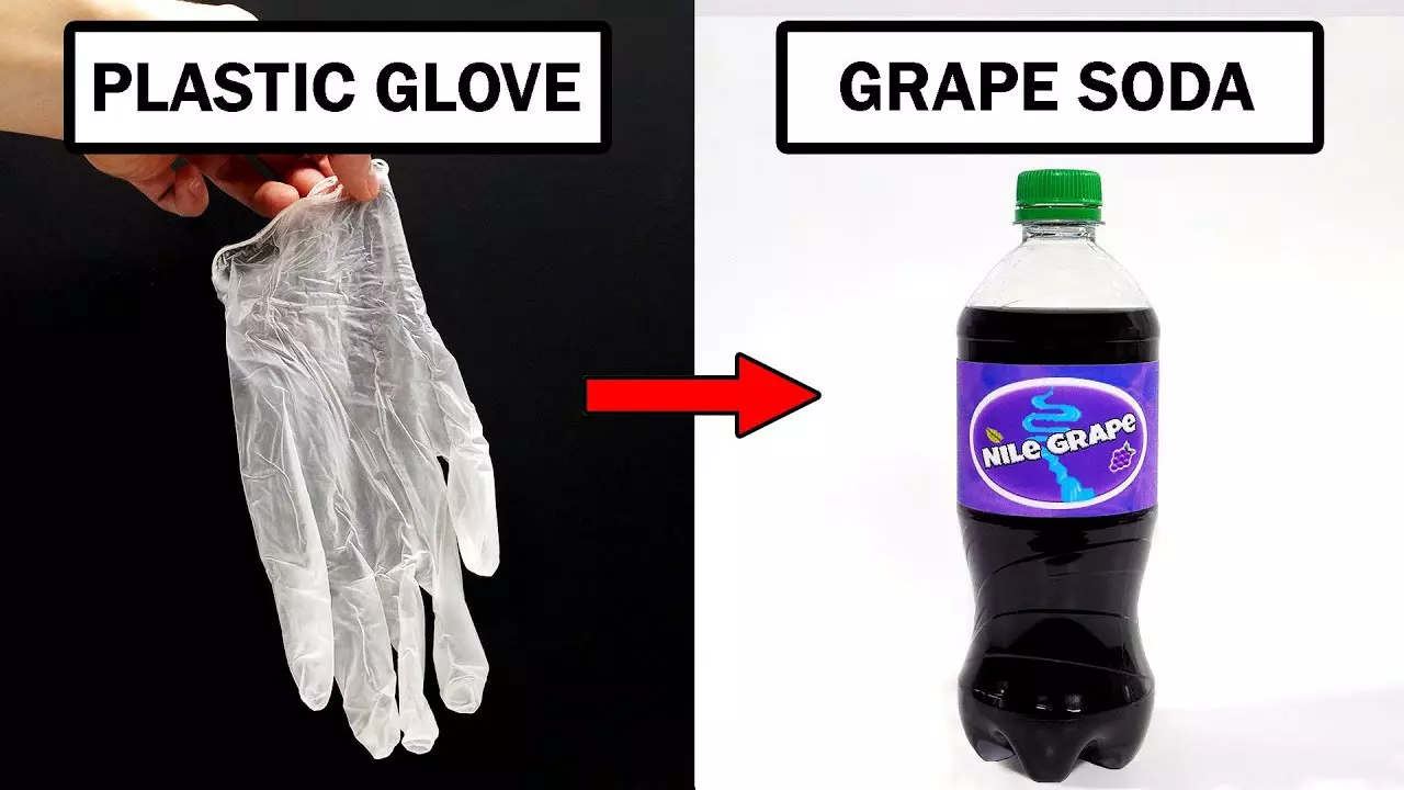 Turning plastic gloves into grape soda