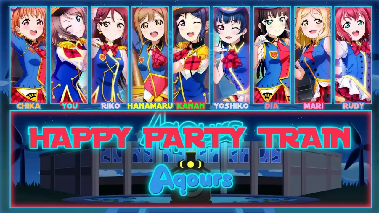 Thumbnail for HAPPY PARTY TRAIN - Aqours [FULL ENG/ROM LYRICS + COLOR CODED] | Love Live!